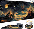 Extended Large Mouse Pad for Desk 35.4 X 15.7 Full Desk Mousepad for Keyboard and Mouse Mat Desktop Decor and Accessories XXL Mouse Pad for Home Office Mousepad Castle Night