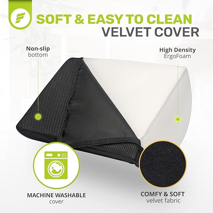 ErgoFoam Foot Rest for Under Desk at Work with Warm Feet Pocket - Chiropractor-Endorsed Foot Rest Warmer, High-Density Foam, Velvet