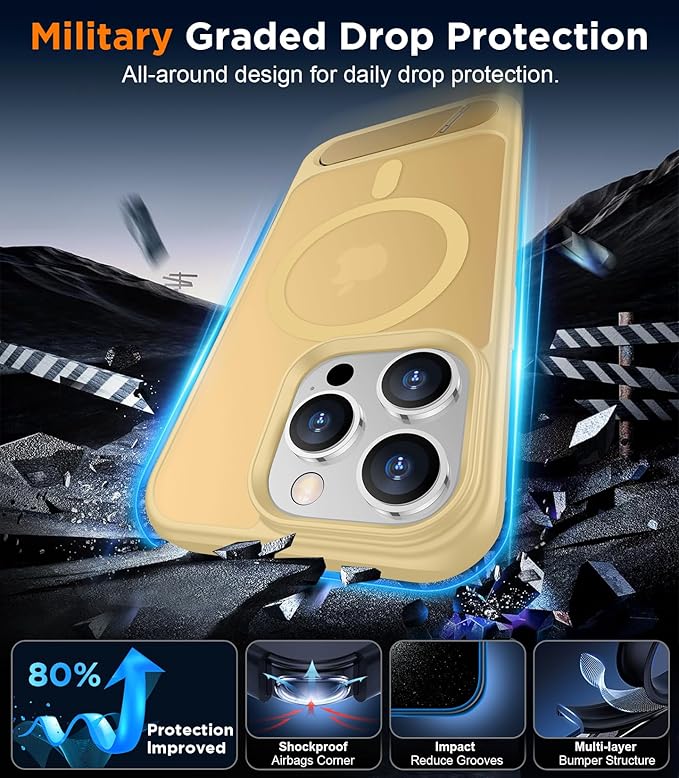 Magnetic Compatible with iPhone 14 Pro Max Case, [Built-in Invisible Kickstand][Compatible with MagSafe] [Military Grade Shockproof] Slim Translucent Matte Phone Case for iPhone 14 Pro Max 6.7"
