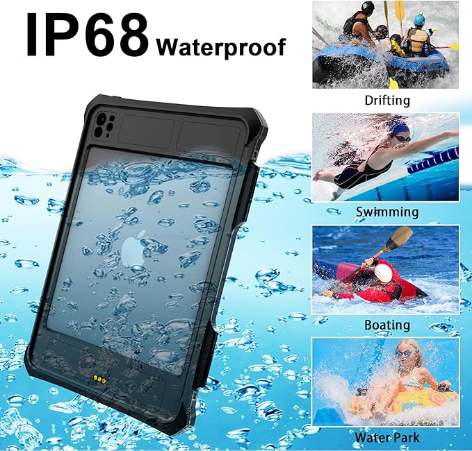 Ultimate Protection Compatible with iPad Pro 11 M4 2024 M5 2025 Released 11 Inch - Waterproof, Shockproof, and Dustproof Case Ages and Activities (Black)