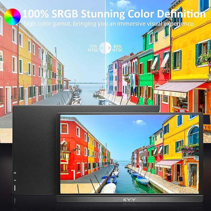 KYY Portable Monitor 15.6'' FHD 1080P Portable Laptop Monitor USB C HDMI Gaming Monitor
