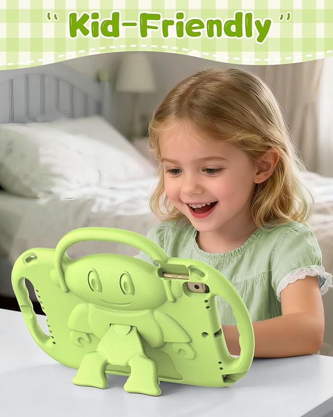 Kids Case for iPad 9th/8th/7th Generation (10.2 inch,2021/2020/2019), Kids Case for iPad Air 3rd Gen 10.5"/Pro 10.5, Durable Shockproof Cover with Shoulder Strap/Handle/Kickstand, Light Green