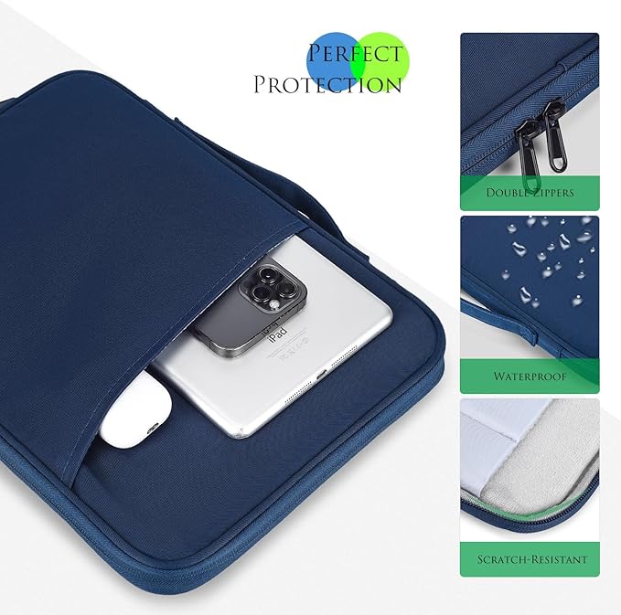 9-11 Inch Tablet Carrying Sleeve Case for Amazon Fire Max 11 2023/10.1" Fire HD 10 Plus Kids Pro,iPad 11th/Pro M5 M4/Air M4 M3 M2 11"/Samsung Galaxy Tab S9 S8 S7 11" Protective Bag with Handle(Blue)