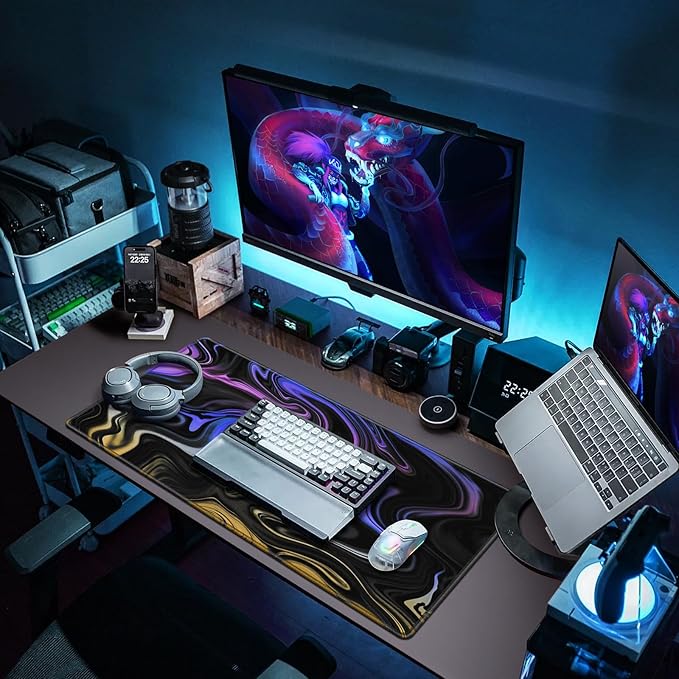 Canjoy Gaming Mouse Pad, Fluid Pattern Mouse Pad 31.5x15.7inch Large Extended Computer Mouse Mat Keyboard Full Desk Mousepad for Gaming, Office, Home