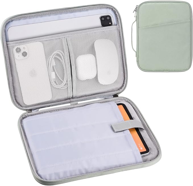 9-11 Inch Tablet Carrying Case, Padded Travel Sleeve Bag for iPad Pro 11-in (M4), iPad 10.9 (10th Gen), iPad Air 11-in (M2), Galaxy Tab S9/S8 (Mint Green-11)