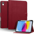 Genuine Leather Case for iPad 11th Gen 11" (2025/A16) & 10th Gen 10.9" (2022) | Slim Protective Cover with Adjustable Stand, Magnetic Closure, Auto Wake/Sleep, Premium Leather | Wine Red