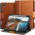 KingBlanc for iPad Pro 12.9 Case 6th/5th/4th/3rd Generation (2022/2021/2020) with Pencil Holder, PU Leather Smart Stand Cover, Auto Sleep/Wake, Apple Pencil2 Charging, Multi-Angle for Typing, Brown