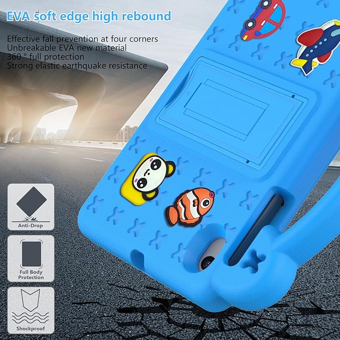 AKABEILA Compatible with ONN 10.1(4nd Tablet Case,Gen) 2024/Teclast M50 HD 10.1/Teclast M50 pro 10.1(2023)/Blackview Tab 80 10.1(2023) Tablet Case, Shockproof Case with Shoulder Strap Sky Blue