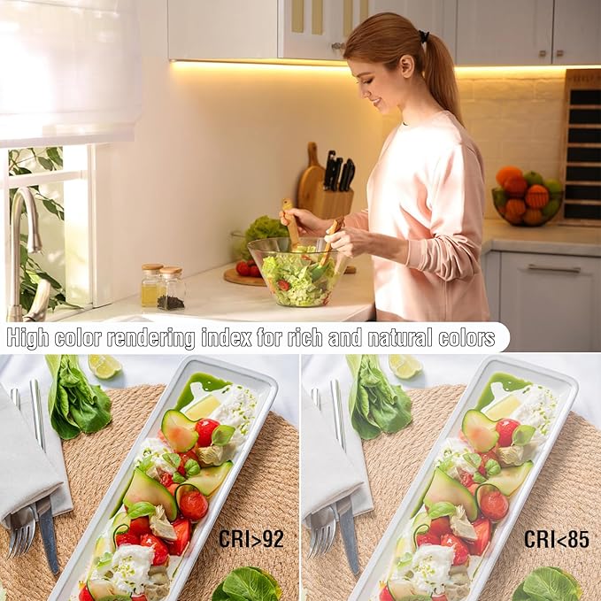 LED Strip Lights 6ft, Warm White COB LED Light Strip USB Powered, Dimmable 2700K CRI92+, Cuttable Flexible TV Backlight for Cabinet Bedroom Kitchen