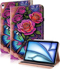 Case for iPad Air 13 inch M4 2026/M3 2025/M2 2024 with Pencil Holder & Card Slots & Auto Sleep, Embossed PU Leather Stand Magnetic Shockproof Cover Case for iPad Air 13 - Colorful Butterfly