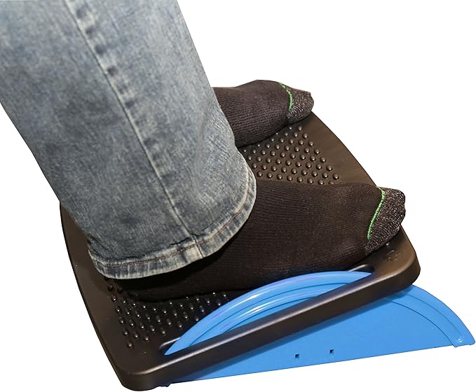IO Crest Ergonomic Floating Tilt Foot Rest Textured Surface Reduce Muscle Strain, Black Blue