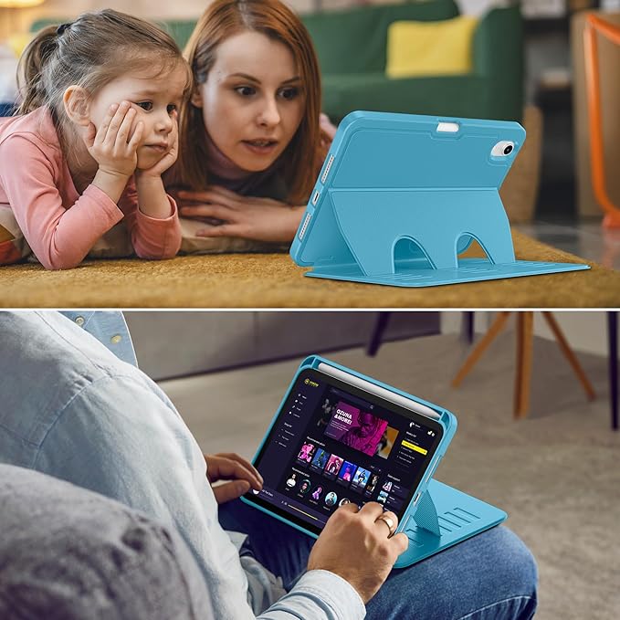 VIKESI Case for iPad mini 7 (A17 Pro) and iPad mini 6,Multiple Angles Magnetic Stand Cover,Shockproof Soft Back,Pencil Holder,and Auto Sleep/Wake,Sky Blue