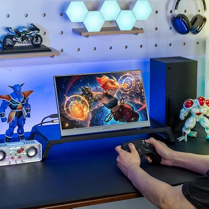 ARZOPA 16.1'' 144Hz Portable Gaming Monitor, 106% sRGB 1080P FHD Kickstand Portable Monitor with HDR, Ultra Slim, Eye Care, External Second Screen for Laptop, PC, PS5, Mac, Xbox-Z1FC Gray