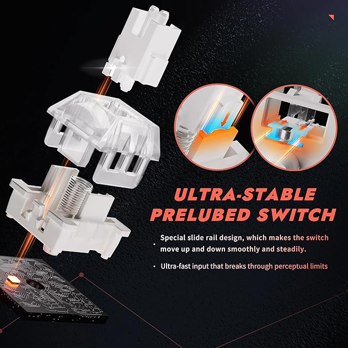DrunkDeer A75 Pro Rapid Trigger Mechanical Gaming Keyboard HE Hall Effect Silent Magnetic Switch Adjustable Actuation PBT Keycap Cherry Profile RGB 75% 82Keys ANSI Wired with Knob,White