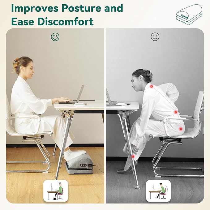 Snailax Heated Foot Rest Under Desk at Work, Ergonomic Desk Foot Stool with Heat and Vibration Massage, Adjustable Height, 2 Heat Levels Foot Warmer for Office Chair, Home Gaming