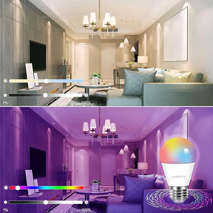 A15 LED Smart Bulb, Compatible with Alexa, Google Home, E26, 5W=40W, Color Changing, Dimmable WiFi Light Bulbs, 2.4GHZ WiFi Only, No Hub Required, 3 Pack