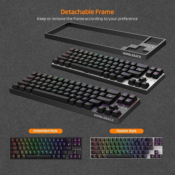 LTC NB681 Nimbleback Wired 65% Mechanical Keyboard, RGB Backlit Ultra-Compact 68 Keys Gaming Keyboard with Hot-Swappable Switch and Stand-Alone Arrow/Control Keys (Hot Swappable Red Switch, Black)