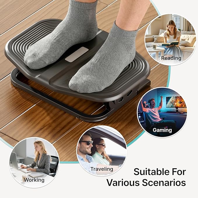 PEGZONE Under Desk Footrest,Tilt Adjustable Footrest with Massage Surface for Under Desk at Work, Office Foot Rest with 20 Degree Tilt Without Locking for Home and Office