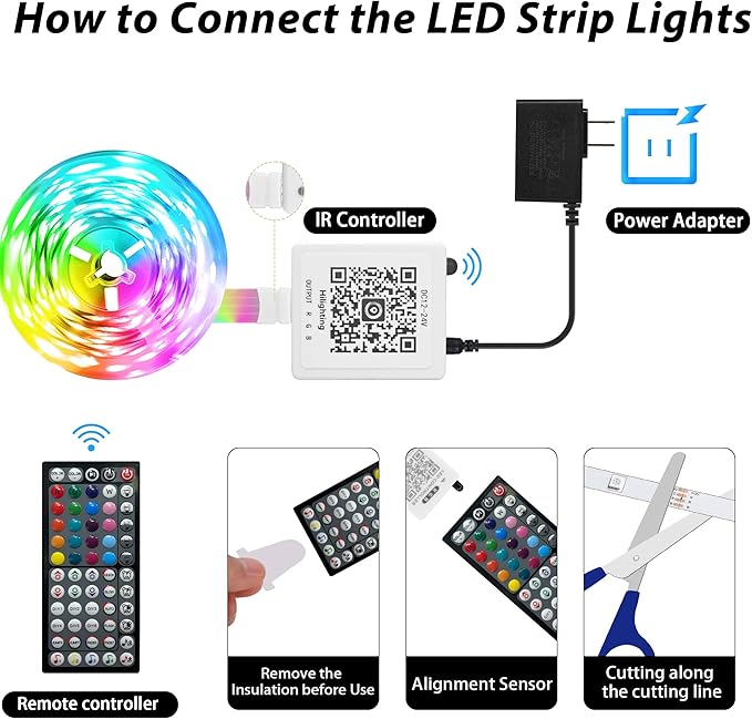 Ledagic Led Lights for Bedroom 100 ft (1 Roll of 100ft), Music Sync RGB Led Strip Lights with Remote App Control, Color Changing Led Lights for Room Home Kitchen Party Decor