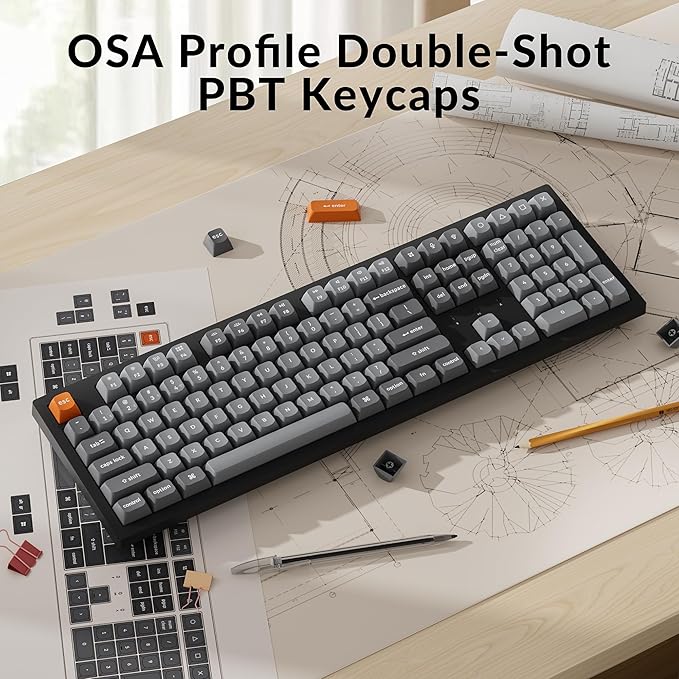 Keychron K10 Max Wireless Custom Mechanical Keyboard, 100% Layout QMK 2.4 GHz Bluetooth White Backlit with Hot-swappable Keychron Super Red Switch Compatible with Mac Windows Linux