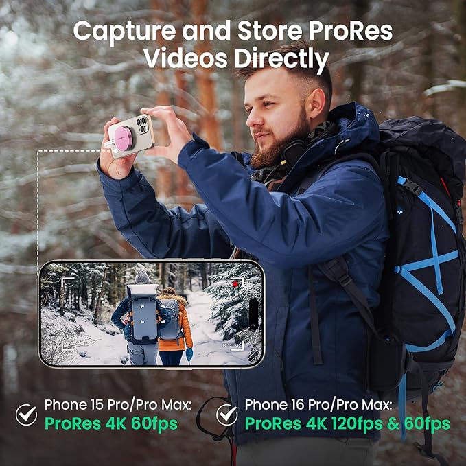 DIGIERA 1TB Magnetic Portable SSD, External Solid State Drives with USB-C 3.2 Gen 2x2, Speed Up to 2000MB/s, Compact & Durable, Compatible with iPhone 15/16 Series and Other USB-C Devices, Pink