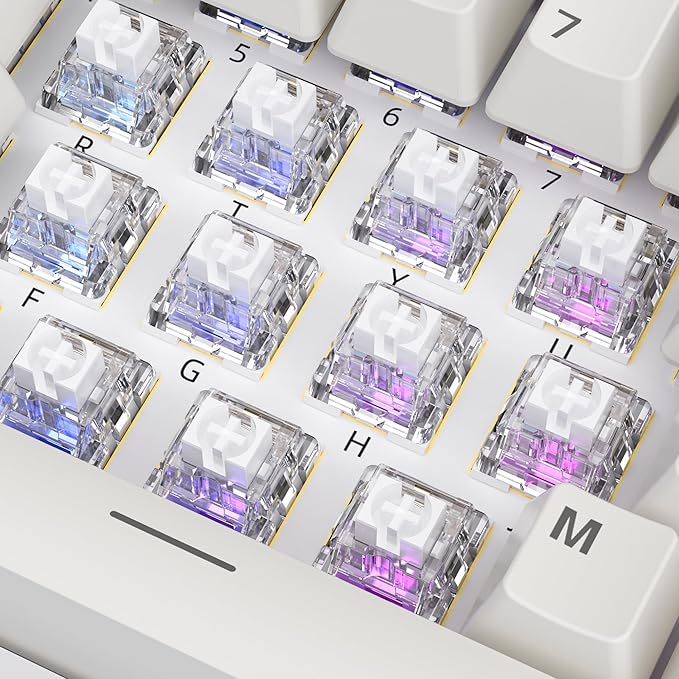 Zhouwang 90 Pcs White Shark Clicky Mechanical Keyboard Switches,3-Pin Hot-Swappable Pre-Lubricated Switches,Crisp Click Sound for Gaming Keyboards & 3D Print Accessories