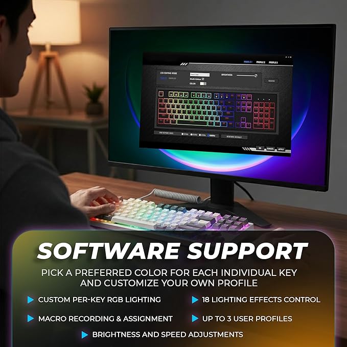 TECWARE Phantom+ Elite 87 Key RGB Mechanical Gaming Keyboard | 3 Mode Wireless Bluetooth 5.0 2.4GHz & USB C Wired | Hot Swappable 5 Pin | Double Shot PBT Keycaps | Wraith Pink Switch - White