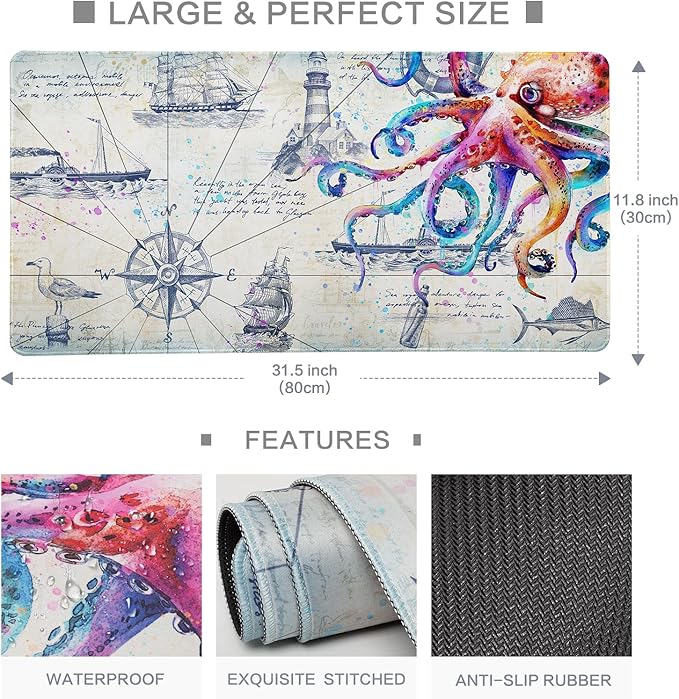 Lokigo Gray Desk Mat for Desktop Cool Gaming Mouse Pad, Computer Mat for Keyboard and Mouse, Office Desk Mat, Waterproof Non-Slip Gaming Mouse Pad for Men Boys, 31.5"x11.8"