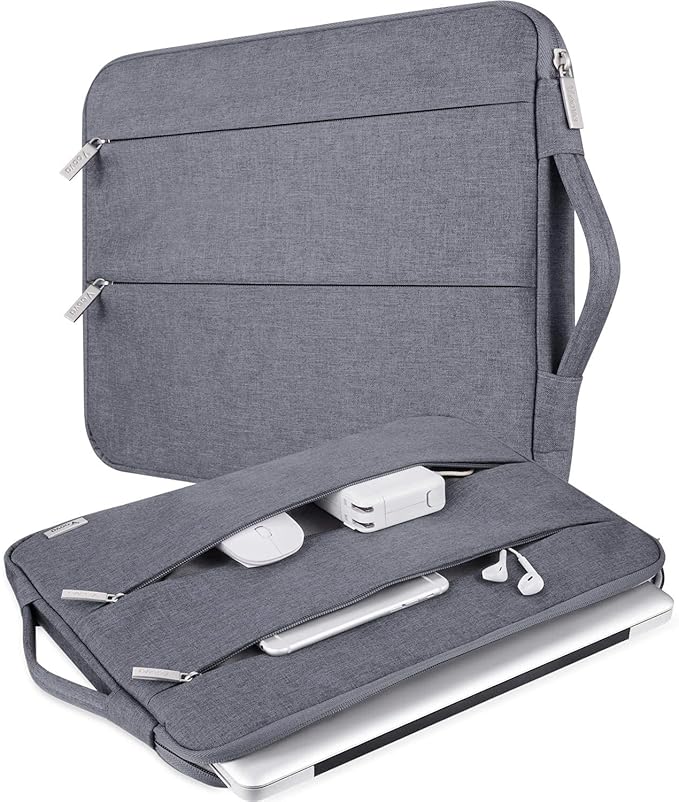 Voova Laptop Sleeve Carrying Case 13 13.6 Inch Compatible with MacBook Air 13 M1/M2/M3/M4, MacBook Pro 13/14, IPad Pro 13, Waterproof Slim Computer Cover Bag, Grey