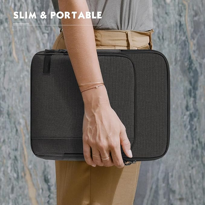 MoKo Laptop Sleeve Bag for 13.3-14 Inch, Notebook Carrying Case with Pocket Fits New MacBook Pro M3/M2 14" /13" M2/M1 Pro/M1 Max 14.2 2023-2021/Air 13.6" M2 2022, Surface Pro 9/8 13", Black & Gray