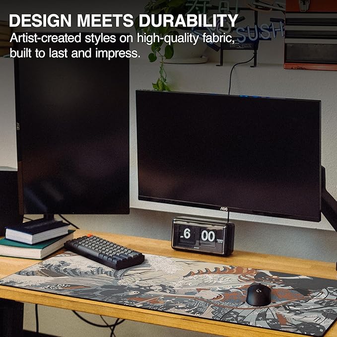 MPCO. Original Large Gaming Desk Mat – 36" x 17" Duraglyde Masterpiece Shogun Full Desk Mouse Pad for Smooth Precision – Non-Slip, Washable Extra-Large PC Mouse Pad for Gaming Sessions