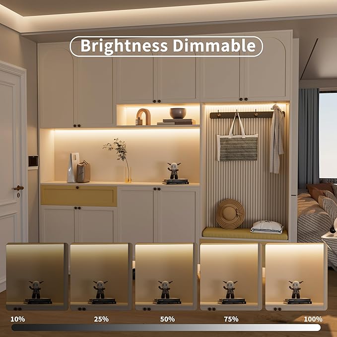 MIWISE COB LED Strip Light 20ft/6.1m,CRI 90+ Natural White 4000K High Lumen Dimmable Super Bright Flexible DC24V LED Tape Light with Controller/Dimmer,for Cabinet Home Office DIY Lighting Projects