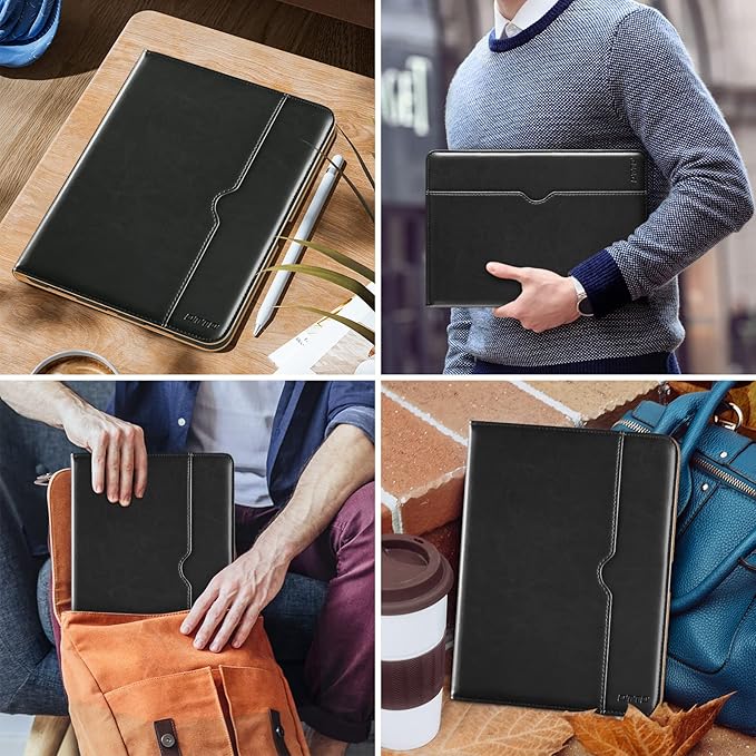 DTTO for iPad Pro 12.9 6th / 5th / 4th / 3rd Generation Case 2022/2021/2020/2018, Premium Leather Folio Stand Cover with Built-in Apple Pencil Holder -Auto Wake/Sleep and Multi Viewing Angles,Black
