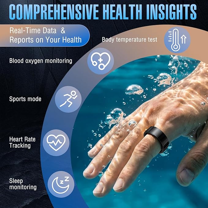 Halo Ring Smart– Compatible with iOS and Android Systems, No Subscription Required, Long Battery Life, Equipped with Sensor Technology, Supports Fitness, Blood Oxygen, and Sleep Monitoring