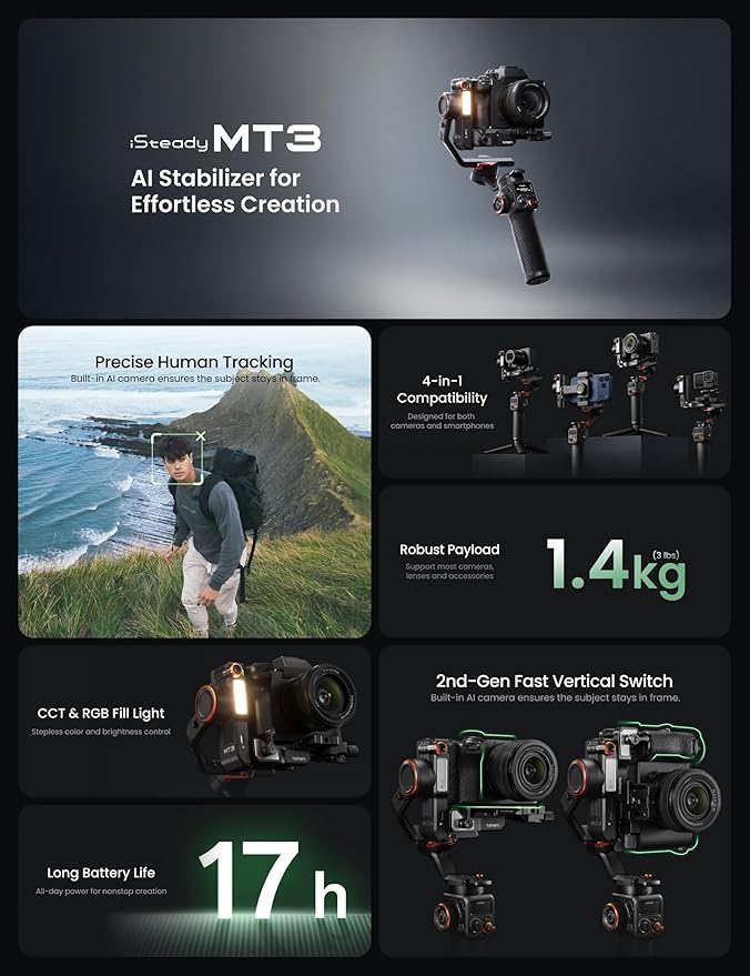 hohem iSteady MT3 3-Axis Gimbal Stabilizer for Camera & hohem iSteady V3 Ultra Gimbal Stabilizer for Smartphone