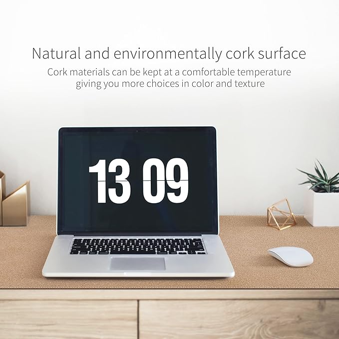 RENMTURE Dual-Sided Mouse Pad, Natural Cork & PU Leather Large Desk Pad for Office and Home Work, Desk Protector Non-Slip, Waterproof, Easy Clean (Gray, 36"x17")
