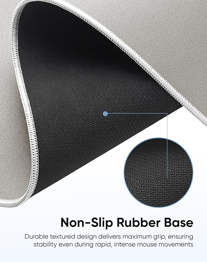 Reniteco Waterproof Large Gaming Mouse Pad with Durable Stitched Edges, Non-Slip Rubber Base, Grainy Jacquard Mouse Mat Desk Pad for Home Office Gaming, 31.5''x11.8''x0.12'', Matte Beige