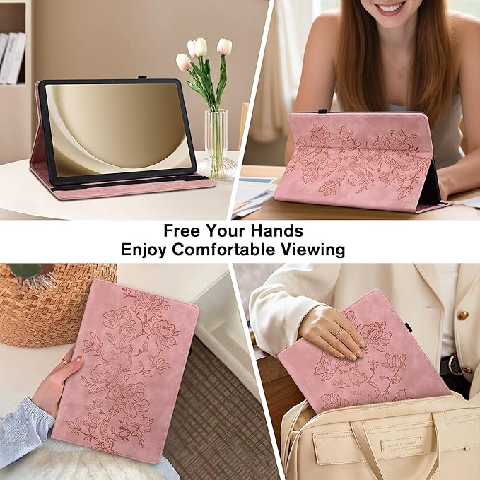 Case for iPad 9th/8th/7th Generation 10.2 Inch 2021/2020/2019, for iPad Air 3rd Gen/Pro 10.5 Inch,Auto Wake/Sleep Slim PU Leather Folio Cover with Multi-Angle Stand and Pen Holder, Pink