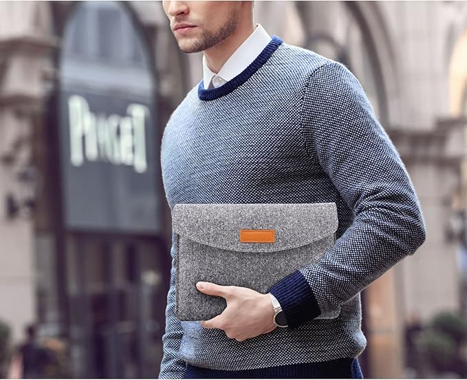MoKo 9-11 Inch Felt Tablet Sleeve Bag Carrying Case Fits with Tab S8/S9 11", iPad Pro 11 inch, iPad 10th Gen 10.9, iPad 9/8/7th 10.2, iPad Air 5/4th 10.9, iPad Air 3 10.5, iPad 9.7 - Light Gray
