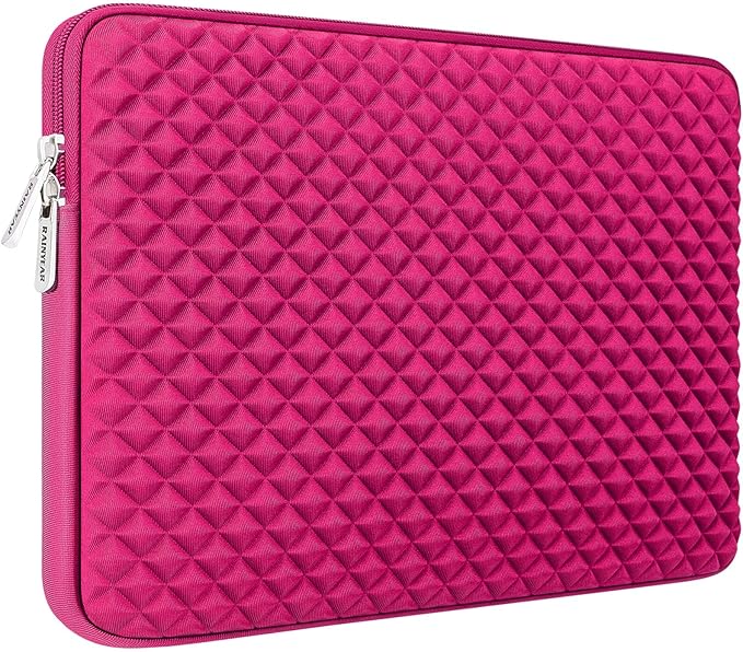 RAINYEAR 11 Inch Laptop Sleeve Diamond Foam Shock Resistant Neoprene Case Fluffy Lining Carrying Bag Compatible with 11.6'' MacBook Air Surface MacBook Neo A18 for 11" Computer Notebook (Deep Pink)