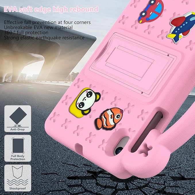 AKABEILA Compatible with ONN 10.1(4th Gen, 2024)/Teclast M50 HD 10.1/Teclast M50 Pro 10.1(2023)/Blackview Tab 80 10.1(2023) Tablet Case, Case with Shoulder Strap Handle & Pen Tray, Pink