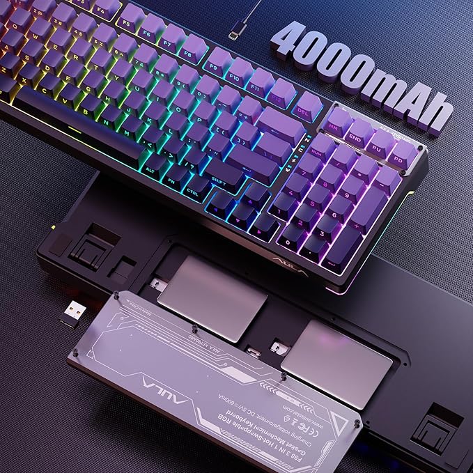 AULA Mechanical Keyboard, Wireless Gaming Keyboards Tri-Mode Bluetooth/2.4G/USB-C Hot Swappable 99 Keys Custom Creamy Keyboard 99 Keys Full Size Computer Keyboards for PC Xbox PS5 MAC