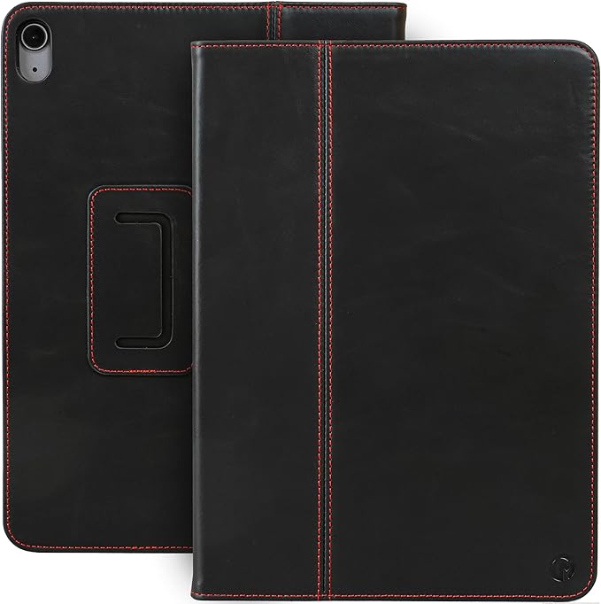 Casemade Real Leather Case Compatible with iPad 11th Gen A16 2025 / 10th Gen (2022) - Full-Grain Leather Cover, Auto Sleep/Wake, Dual Stand Position (Black)