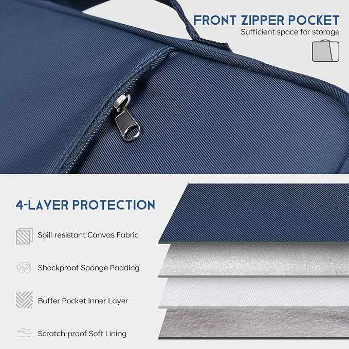 13 inch Laptop Case Sleeve for 2025 2024 Microsoft Surface Laptop 7(Copilot+ PC) 13.8" & 13.5" Surface Laptop6/5/4, Water-Resistant Shockproof Carrying Bag with Accessory Pocket -Navy Blue