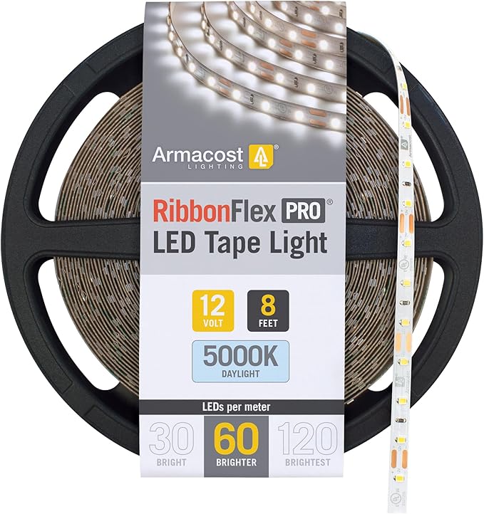 Armacost Lighting RibbonFlex Pro 12V White LED Strip Lights 60 LED/m, 5000K, 8.2 ft 162210