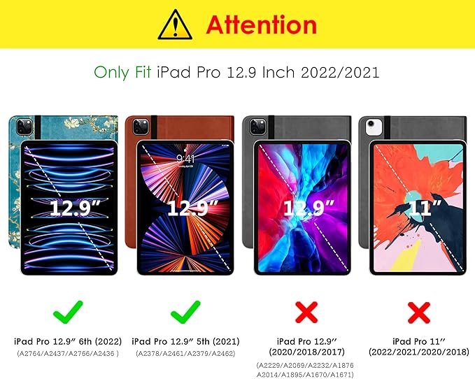 DTTO for iPad Pro 12.9 6th / 5th / 4th / 3rd Generation Case 2022/2021/2020/2018, Premium Leather Folio Stand Cover with Built-in Apple Pencil Holder -Auto Wake/Sleep and Multi Viewing Angles, Green
