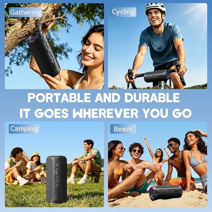 Ortizan Portable Bluetooth Speaker Wireless (2nd Gen), 40W Powerful Sound and Deep Bass, 30 Hours Playtime, IPX7 Waterproof, TWS for 2 Speakers Pairing for Shower, Outdoor - Electronics Gift (Black)