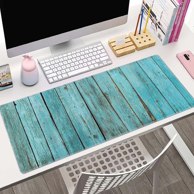 Shabby Wood XL Mouse Pad,Large Mouse Pad Gaming 31.5 x 11.8 in Mouse Mat Desk Pad,Extended Keyboard Mousepad Large Desk Mat with Non-Slip Rubber Base and Stitched Edge for Home Office