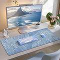 iCasso Desk Cover Mat,Extended Long Mouse Pad for Laptop,Aesthetic Computer Pad with Stitched Edges,Non Slip Keyboard Mat for Desktop,Cute Blue Desk Protector for Office Home School