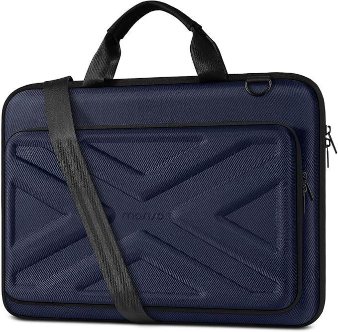 MOSISO Laptop Bag for Men,15-16 inch Computer Bag Compatible with MacBook Air 15 inch/Pro 16 inch, HP, Dell, Lenovo, Asus, Acer, Hard Shell Laptop Case with Front Pocket&Shoulder Strap, Navy Blue